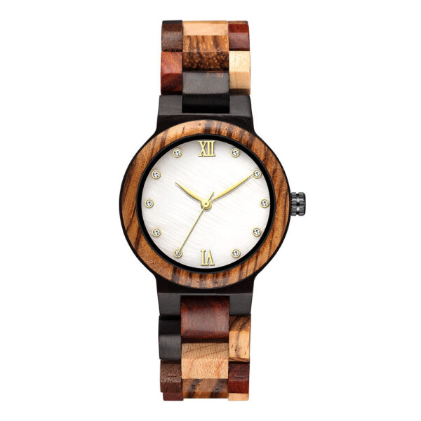 Simple Pearl Shell Color Wood Ladies Watch - Image 4