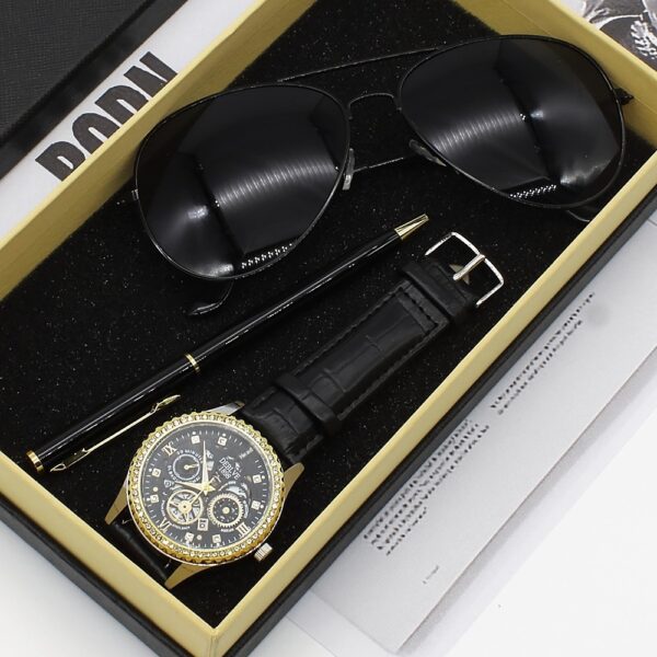 Men's Quartz Watch Business Sunglasses Sunglasses Pen Gift Set - Image 3
