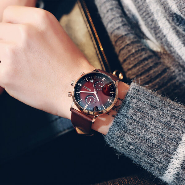 Calendar Waterproof Leather Personalized Multi-functional Men's Quartz Watch - Image 3