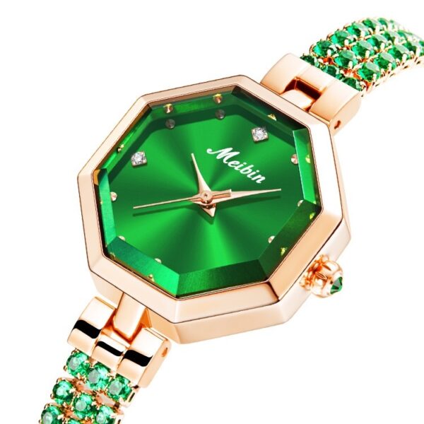 Octagonal Women's Jewelry Buckle Light Luxury Rose Stone British Watch - Image 3