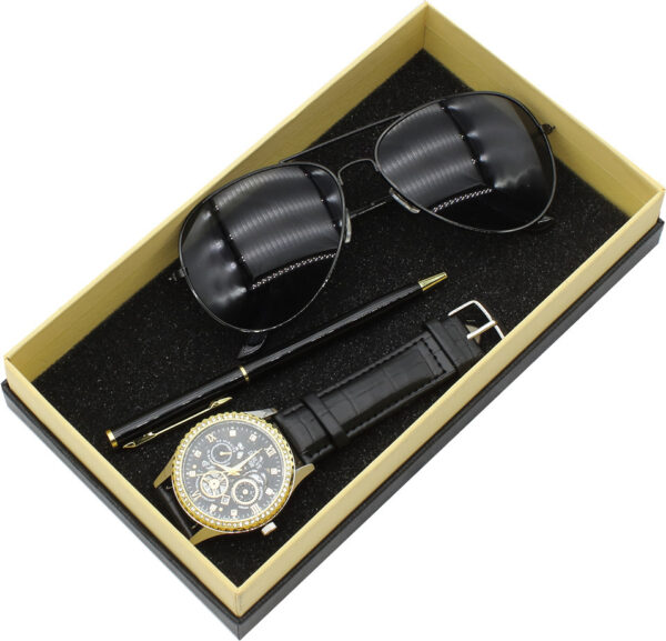 Men's Quartz Watch Business Sunglasses Sunglasses Pen Gift Set - Image 5