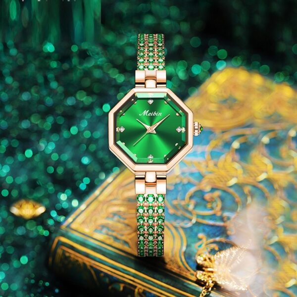 Octagonal Women's Jewelry Buckle Light Luxury Rose Stone British Watch - Image 7