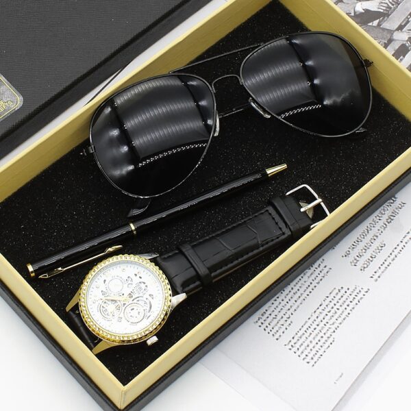 Men's Quartz Watch Business Sunglasses Sunglasses Pen Gift Set - Image 2
