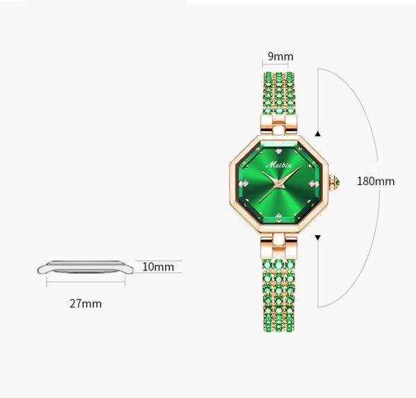 Octagonal Women's Jewelry Buckle Light Luxury Rose Stone British Watch - Image 4
