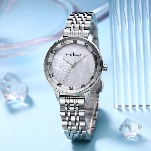 New Shell Surface Women's Waterproof Quartz Stainless Steel Band Watch - Image 3