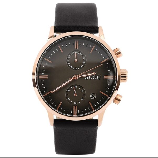 Calendar Waterproof Leather Personalized Multi-functional Men's Quartz Watch - Image 4