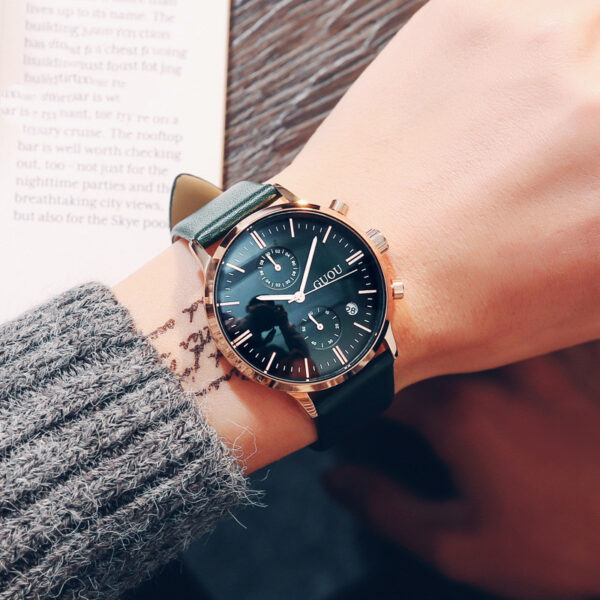Calendar Waterproof Leather Personalized Multi-functional Men's Quartz Watch - Image 5